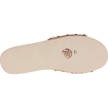 Zoccoli in legno da uomo con fascia larga in pelle color marrone