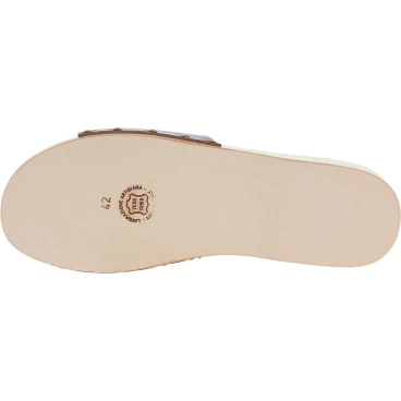 Handmade wooden clogs for men with large dark brown leather band