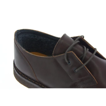 Scarpe basse da uomo in pelle marrone scuro con fodera invernale