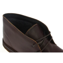 Botas desierto para hombre de cuero marrón oscuro con forro de invierno