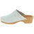 Zuecos de madera para mujer con parte superior cerrada en cuero blanco