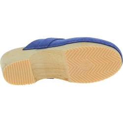Zuecos de madera para mujer con parte superior cerrada en piel de ante azul