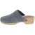 Wooden clogs for women with closed upper in grey suede leather