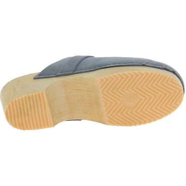 Wooden clogs for women with closed upper in grey suede leather