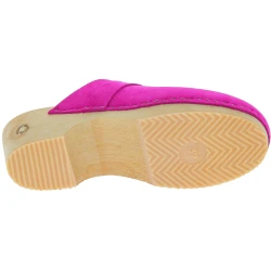 Zuecos de madera para mujer con parte superior cerrada en piel de ante rosa