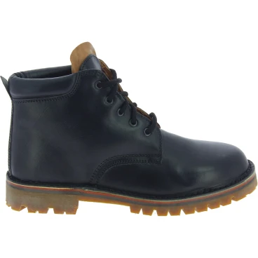 Bottines hommes faites à la main en cuir noir et semelle Vibram