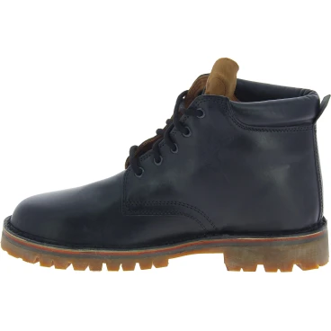 Bottines hommes faites à la main en cuir noir et semelle Vibram