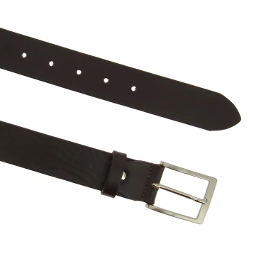 Ceinture en cuir marron foncé au tannage végétal avec boucle en métal