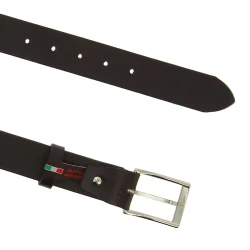 Cintura in pelle marrone scuro conciata al vegetale con fibbia in metallo
