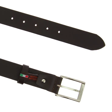 Ceinture en cuir marron foncé au tannage végétal avec boucle en métal