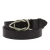 Cintura in pelle di toro nera con fibbia casual in metallo