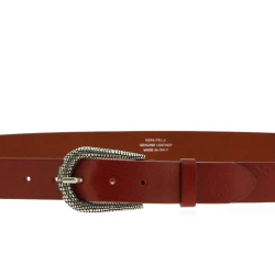 Brauner Ledergürtel Damen mit Metallschuppenschnalle