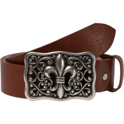 Ceinture en cuir pleine fleur avec boucle fleur de lys florentine