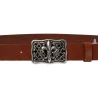 Handgefertigter Hautbräunung Ledergürtel mit Florentiner Lilienschnalle