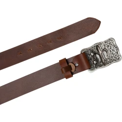 Ceinture en cuir pleine fleur avec boucle fleur de lys florentine