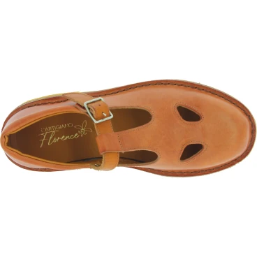 T-Shirt Lederschuhe Damen Braune Handgefertigt in Italien