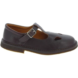 Women's dark brown leather low top t-strap shoes handmade in Italy
