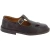 Women's dark brown leather low top t-strap shoes handmade in Italy