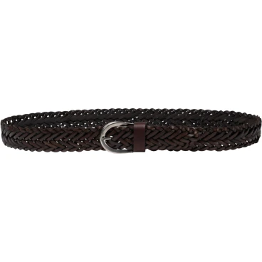 Ceinture tissée à la main en cuir au tannage végétal marron foncé