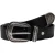 Black leather western belt for women with metal buckle and tip