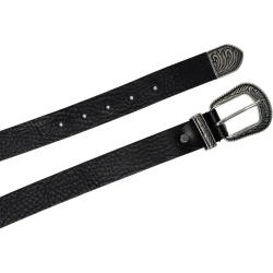 Schwarzer western Ledergürtel Damen mit Metallschnalle