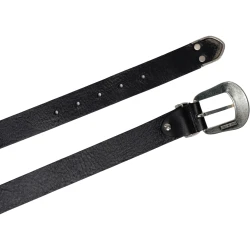 Schwarzer western Ledergürtel Damen mit Metallschnalle