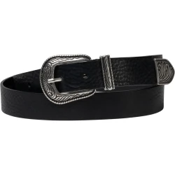 Schwarzer western Ledergürtel Damen mit Metallschnalle
