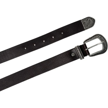 Ceinture en cuir marron pour femme avec boucle western