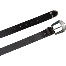 Cinturón hebilla wester de piel marrón para mujer con puntera de metal
