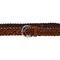 Ceinture tressée à la main en cuir cognac au tannage végétal