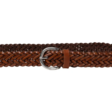 Ceinture tressée à la main en cuir cognac au tannage végétal