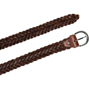 Ceinture tressée à la main en cuir cognac au tannage végétal