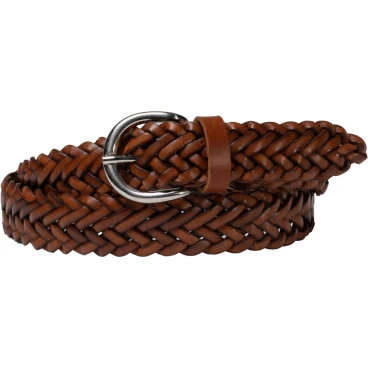 Ceinture tressée à la main en cuir cognac au tannage végétal