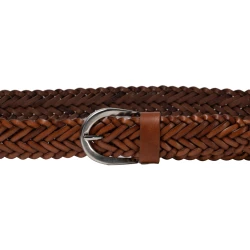 Handmade braided belt in tan vegetable tanned leather