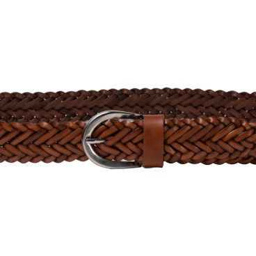 Handmade braided belt in tan vegetable tanned leather
