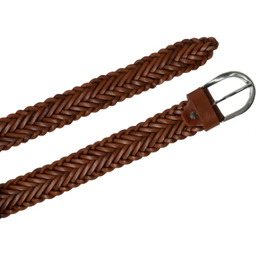 Handmade braided belt in tan vegetable tanned leather