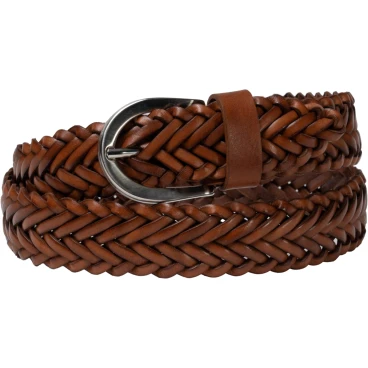 Handmade braided belt in tan vegetable tanned leather