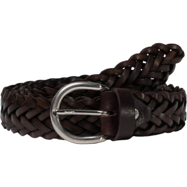 Ceinture tissée à la main en cuir au tannage végétal marron foncé