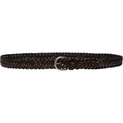 Hand woven belt in dark brown vegetable tanned leather