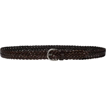 Ceinture tissée à la main en cuir au tannage végétal marron foncé