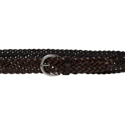 Ceinture pour femme tissée à la main en cuir marron foncé
