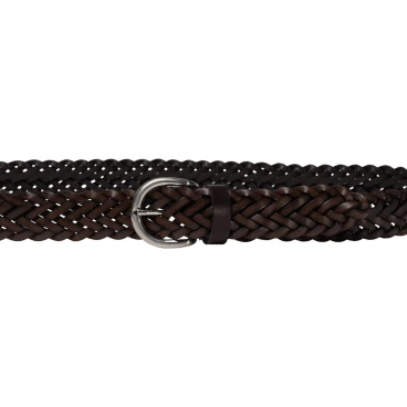 Ceinture tissée à la main en cuir au tannage végétal marron foncé