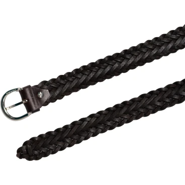 Ceinture tissée à la main en cuir au tannage végétal marron foncé