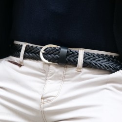 Handmade braided belt in black vegetable tanned leather