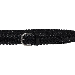Ceinture unisexe tressée à la main en cuir noir au tannage végétal