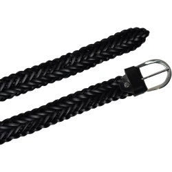 Cintura intrecciata a mano in pelle nera 3 cm