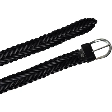 Cinturón cuero unisexo trenzado curtido vegetal color negro artisanales