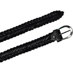 Handmade unisex braided belt in black vegetable tanned leather