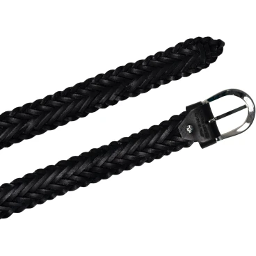Cinturón cuero unisexo trenzado curtido vegetal color negro artisanales