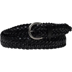 Handmade unisex braided belt in black vegetable tanned leather